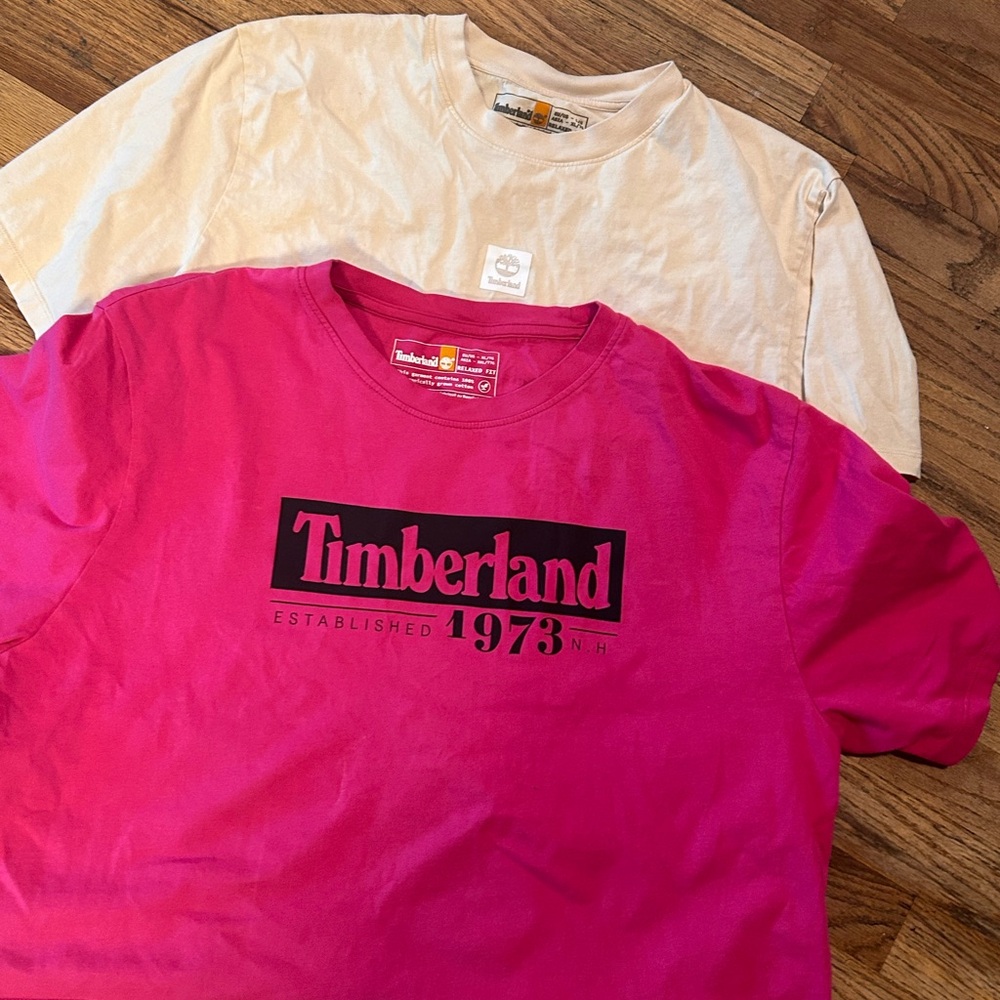 Timberland Fuchsia and Cream Crop Tops